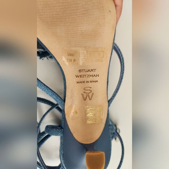 $495 Stuart Weitzman Belize 50 Stappy Sandal In Denim 7B - Picture 8 of 10